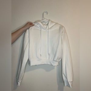 Cropped white hoodie